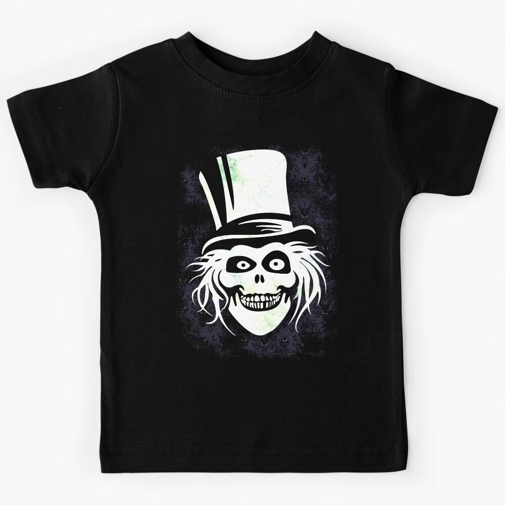 HATBOX GHOST WITH GRUNGY HAUNTED MANSION WALLPAPER Kids T-Shirt 170