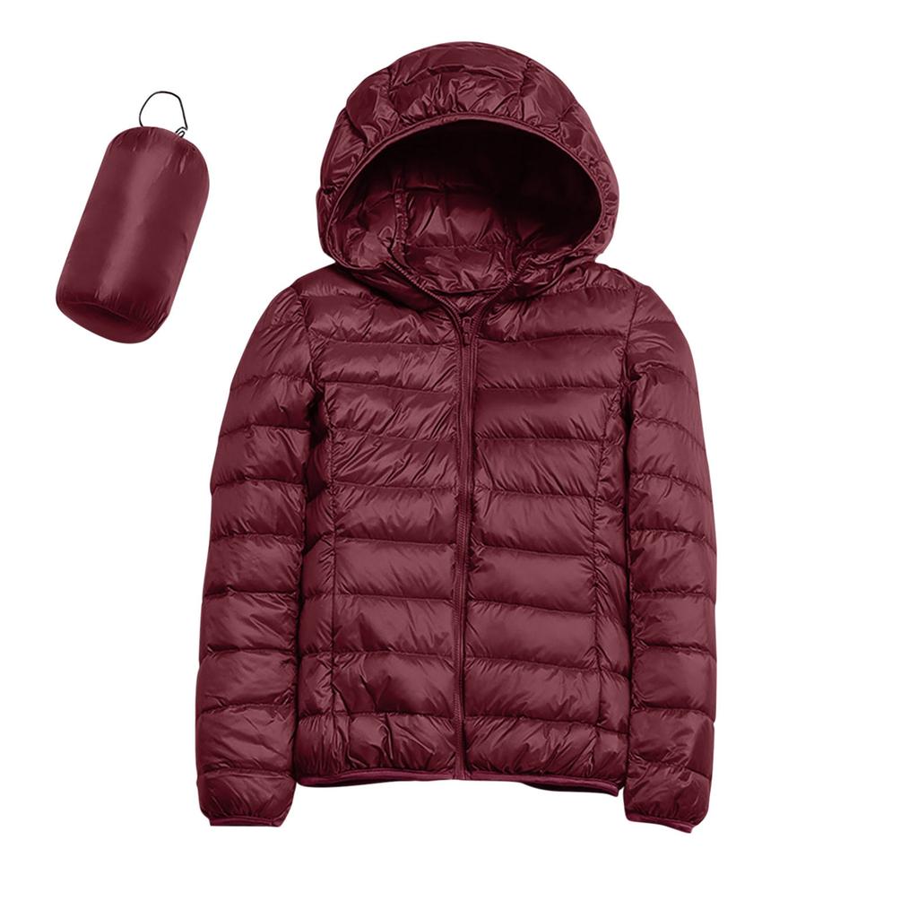 Winter New Style, Women's, Casual, Solid Color, Lightweight Waterproof Down Jacket, White Duck Down, Hooded Down Jacket, Outerwear