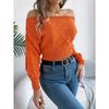 Women's Knitted Sweater Casual Solid Colour Off-the-Shoulder Long-Sleeved Pullover Sweatshirt