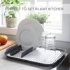 2 Tone Self Draining Dish Rack Slim Portable Kitchen Organizer Foldable Storage Rack Plates Cups Cutlery Space Saver