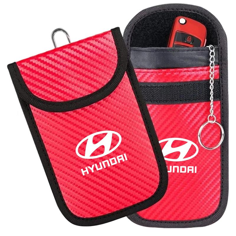 Hyundai Logo Car Key Pouch Signal-blocking Faraday Bag Key Case Anti-theft Car Key Storage Organizer with Wear Resistant Materia