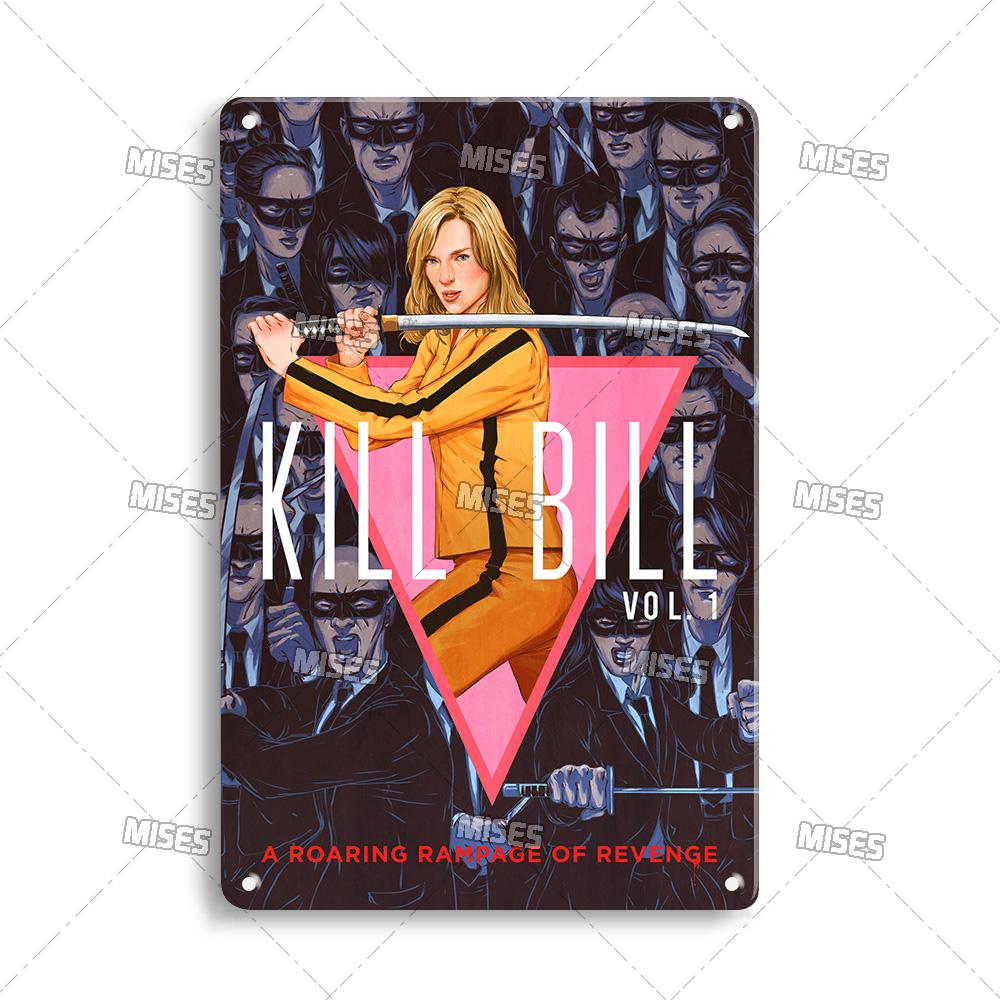 MISES Kill Bill:Sv.1 Klasický filmový bar Kovová cedule Vintage plakát Rezavý kovový talíř Průmyslový dekor Domov Kavárna Klub Kovová plaketa