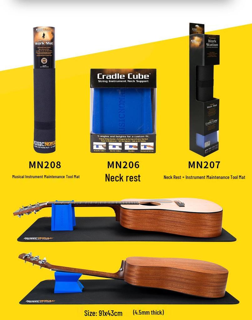 MusicNomad Guitar Care Kit: Headstock Rest, Fret Wrench, String Cutter.
