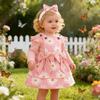 European & American Baby Striped Long-Sleeve Top, Floral Suspender Skirt & Headband Set for Spring & Autumn Girls
