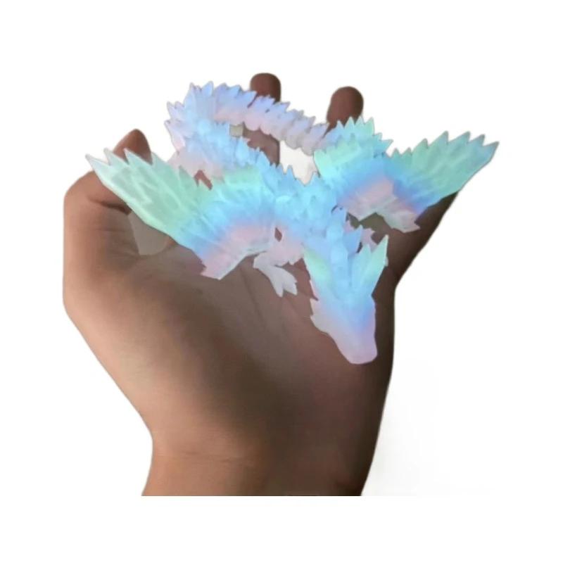 Luminous 3D Printed Dragon Glow In the Dark Flying Dragon Egg Rotatable Articulated Wing Dragons Home Office Ornaments Kids Gift