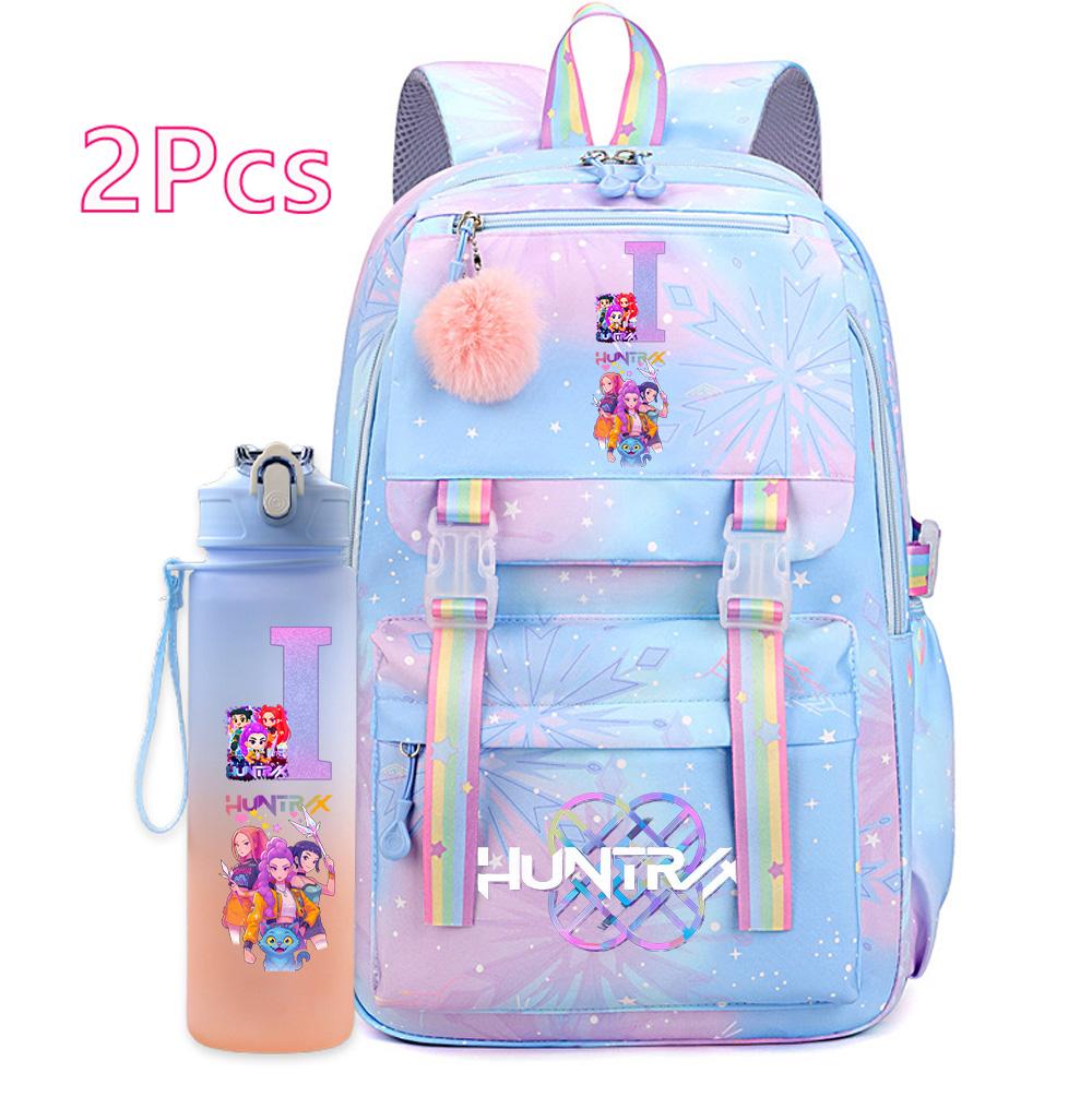 2 Buc/set Ainme K-Pop Demon Hunters Rucsac cu Inscripție cu Litere Engleze cu suport pentru sticlă de apă pentru Adolescentă Fată Băiat Ghiozdan Geantă de Călătorie