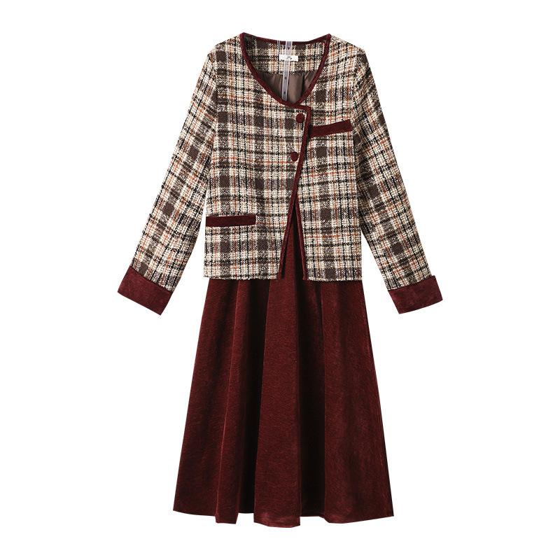 Women's Plus Size Small Fragrant Coat Canary Skirt Advanced Sense of New Autumn Suit