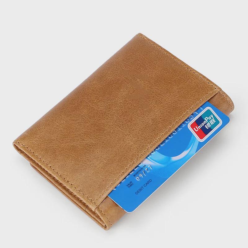 RFID-Diebstahlschutz-Kartenhalter aus gewachstem Rindsleder – Retro-Multifunktionsdesign