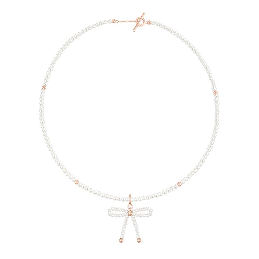 Mariel Ribbon Pearl Bead Necklace + Pendant Set (Set-J0-0908)