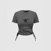 2026 Cross-border Sweet and Spicy Patchwork Punk T-shirt for Women - Irregular, Versatile Short-sleeved Top