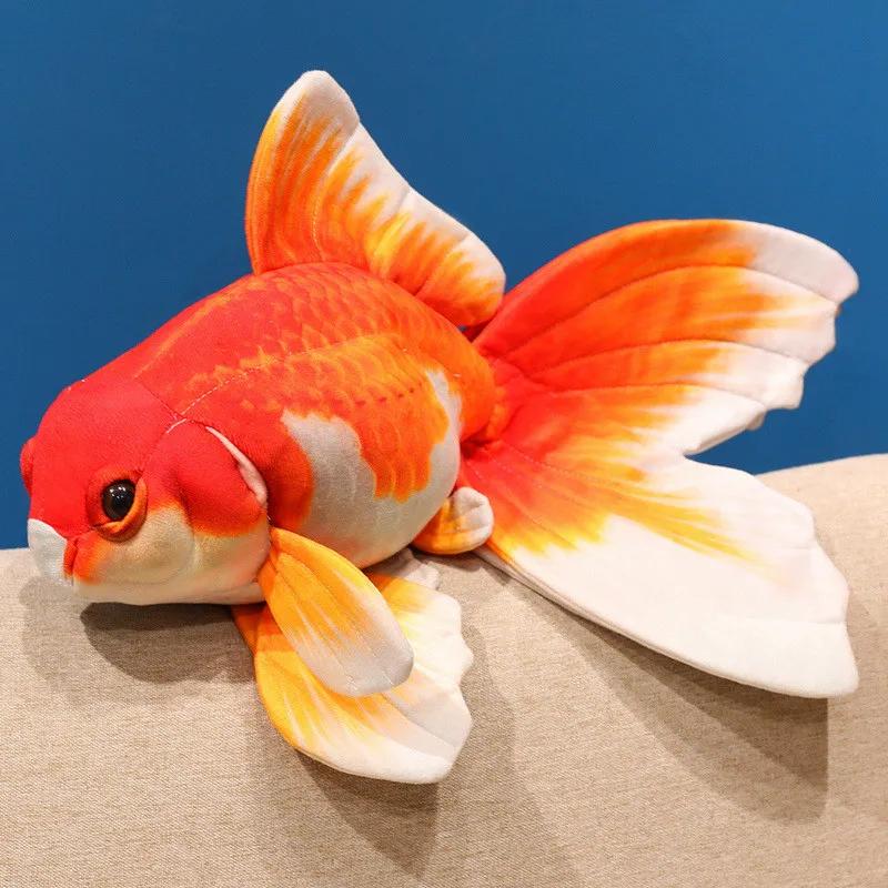 Simulation fetter Goldfisch Plüschtier Kissen Lebensecht Niedlich Großer Kopf Gepunkteter Fisch Plüschspielzeug Heimdekoration Weihnachtsgeburtstagsgeschenk 50cm