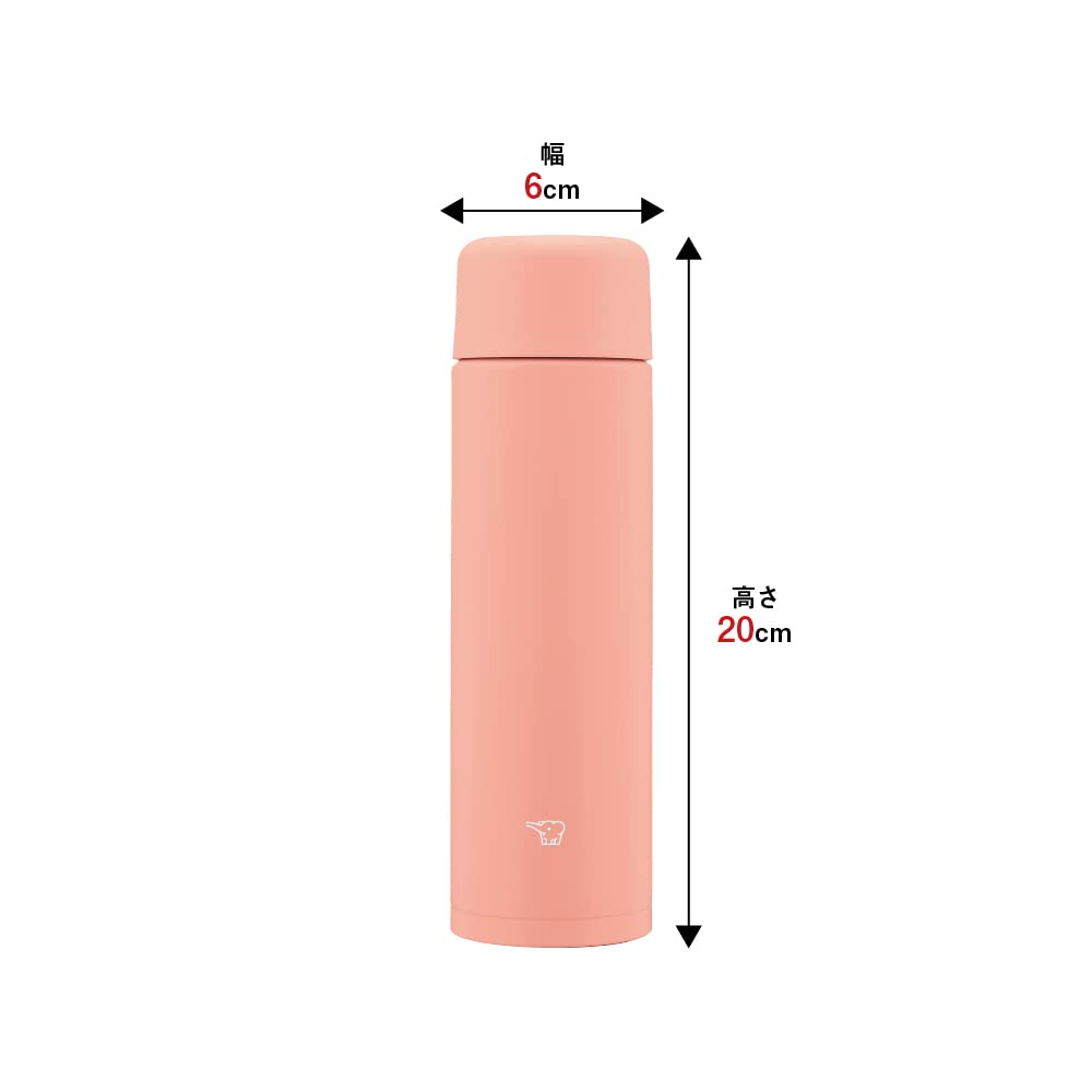 ZOJIRUSHI Water Seamless Small Stainless Steel Dahlia Integrated Cap and Easy To Only 2 Items To Wash Bottle, Cap, Capacity, 350ml, Screw, Mug, Pink,