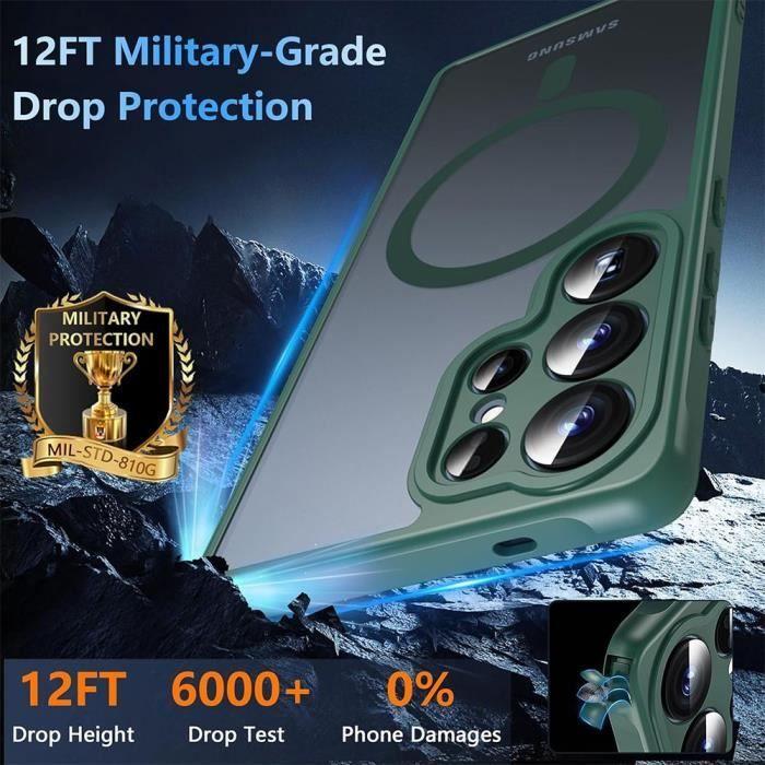 Coque et 2 Verres Trempés pour Samsung Galaxy S25 Ultra, Protection Caméra Anti-Rayures Intégrée - Vert Nuit