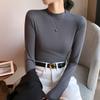 Spring Autumn Women's New Spliced Pullovers Half High Collar Fashion Solid Color Slimming Minimalist Casual Long Sleeve Top