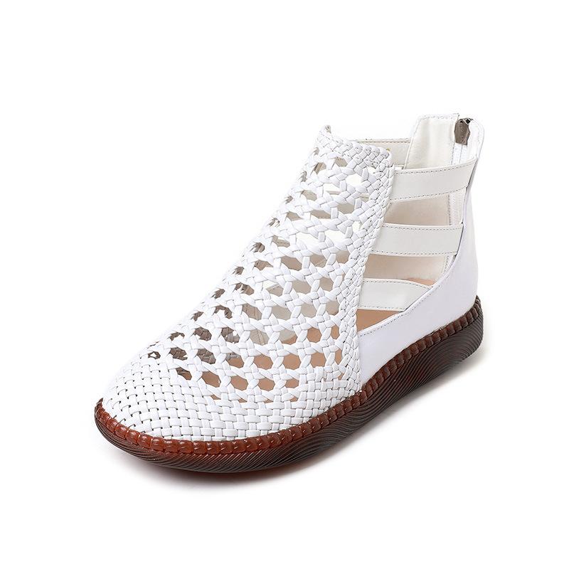 

Модная GKTINOO Большого размера 2025 Натуральная кожа Летние сандалии Дышащие полые ботинки На плоской подошве Мягкие Нескользящие Удобные Сандалии Женские 220