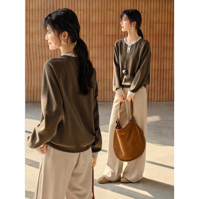 Wool Sweater Womens Autumn Updated Relaxed Fit Everyday Athletic Top