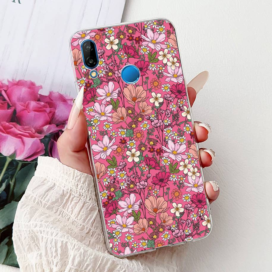 Für Huawei P20 Lite Hülle Beliebte Blume Schmetterling Weiche Klare Silikon Handy Rückseite für Huawei P20Lite Nova 3e ANE-LX1 Bumper
