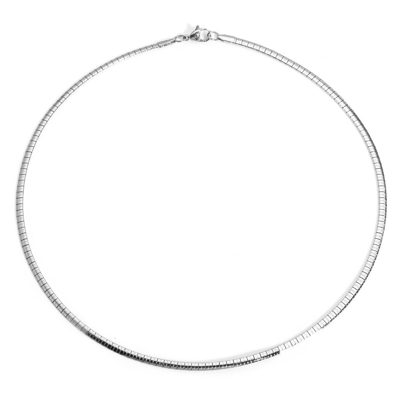 

1 Piece 304 Stainless Steel Chain Collar Neck Ring Necklace For Women Men Golden/Silvery Punk Jewelry 45cm(17 6/8 ) Long