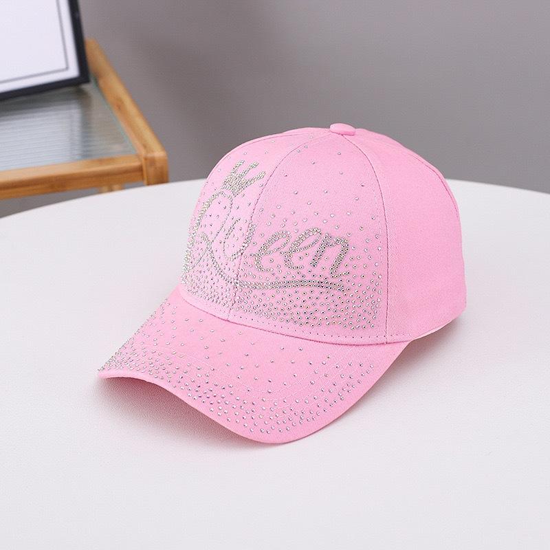 New point diamond QUEEN letter baseball cap European and American fashion diamond-encrusted curved brim cap spot batch