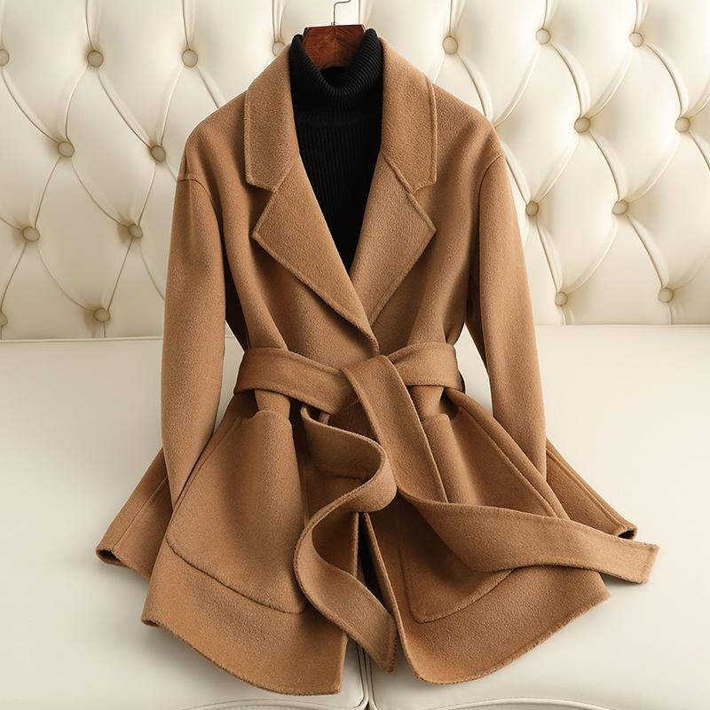 Autumn and winter new small double-sided cashmere coat for women, short slim and thin wool coat for women
