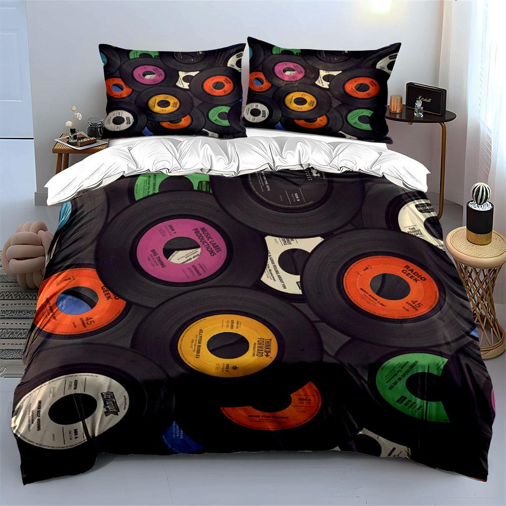 Vintage Vinyl Record Decor Set Multiple Sizes Kid'S And Adults' Bedroom Exquisite 3Pc Bedding Set, Gift