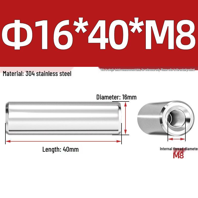 Pin Cilindric din Oțel Inoxidabil 304 cu Filet Interior M4/M6/M8 și Orificiu - Coloană de Suport și Ghidare
