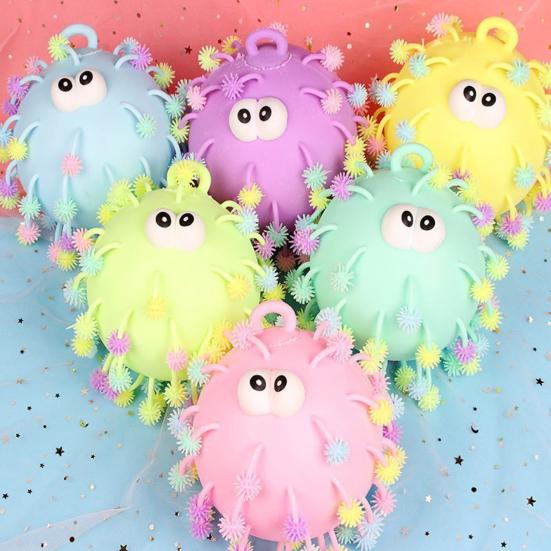 Cartoon Sausage Mouth Stress Ball Anxiety Relief Snowflake Long Hairs Big Eyes Ball Fidget Toy Hand Exercise Relaxation Ball with Hanging Ring