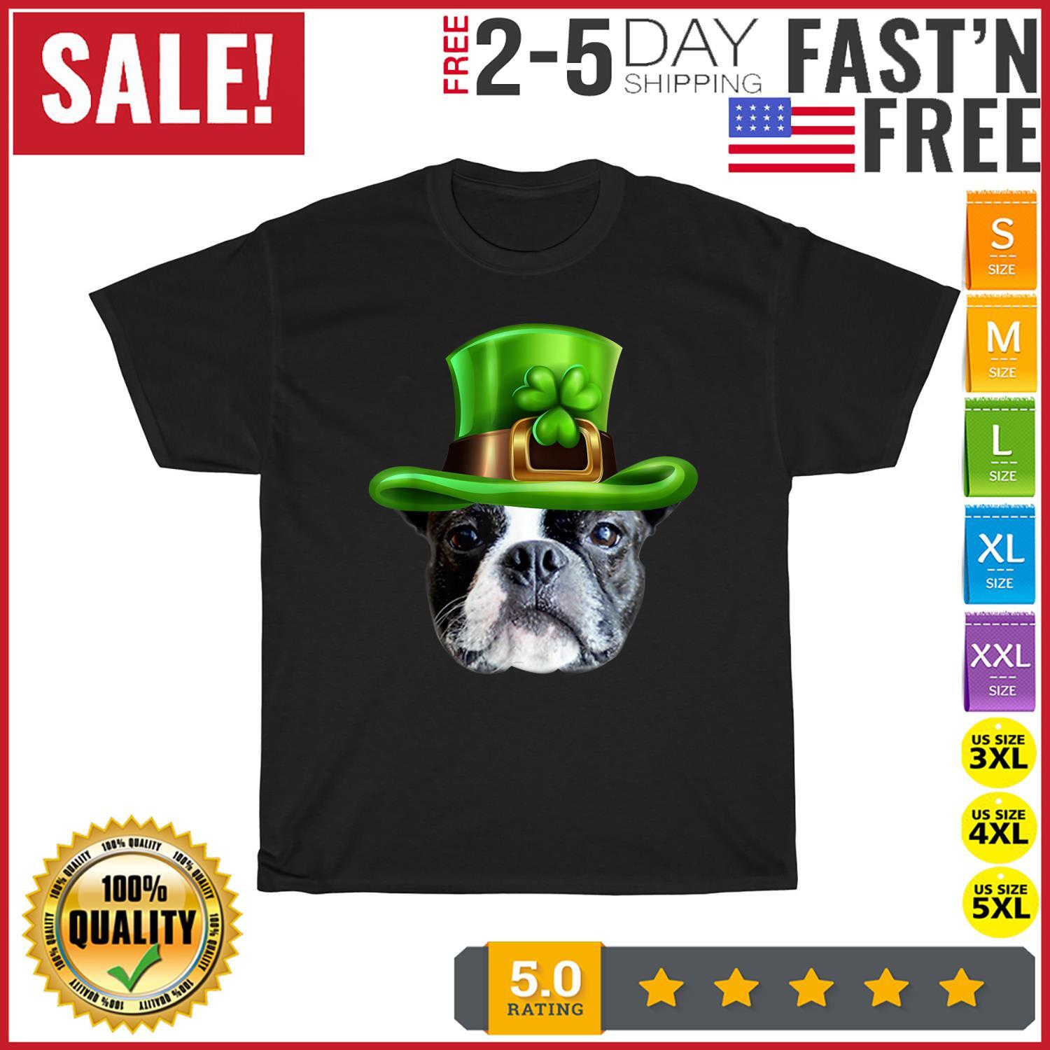 Dog Lover Gifts Cool St Patrick s Day Boston Terrier Vintage T Shirt Mens Womens Tees Top Men Women 4XL