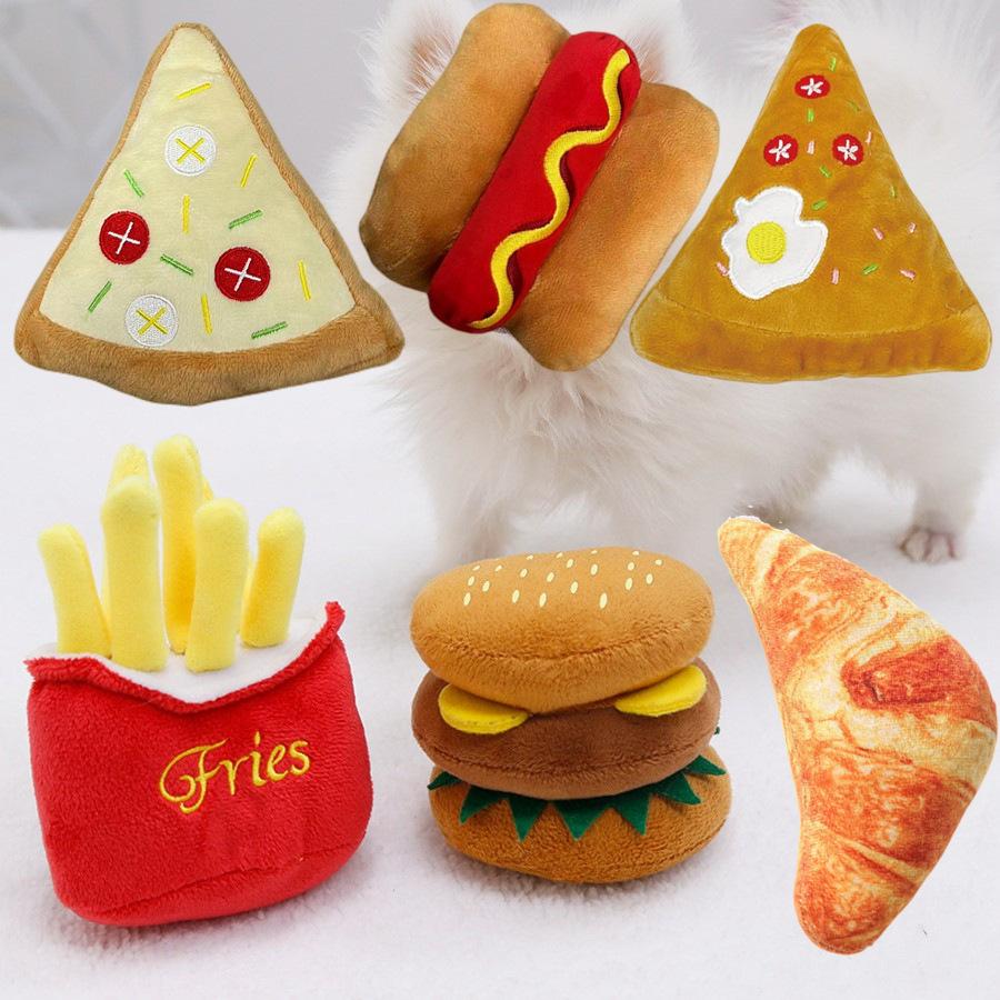 New pet toy burger fries pizza sound toy dog cat grinding teeth to relieve boredom pet supplies