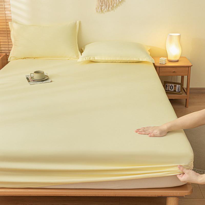 Solid Color Dustproof Fitted Sheet Set & Mattress Protector