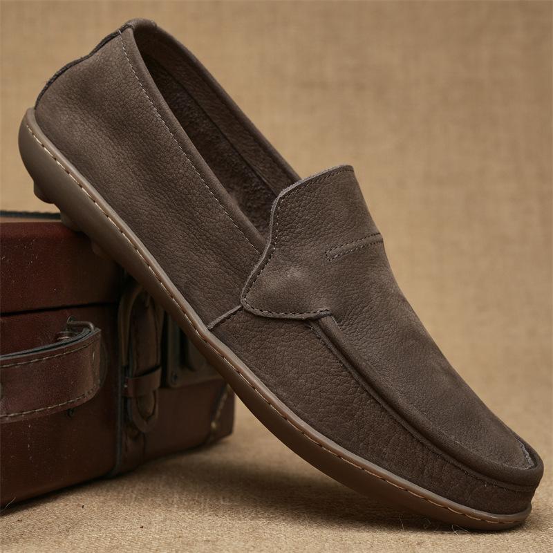 Loafers Shoes for Man Genuine Leather British Casual Soft Cowhide Men s Shoes Breathable Men s Leather Shoes Soft Soled Loafers 38 серый