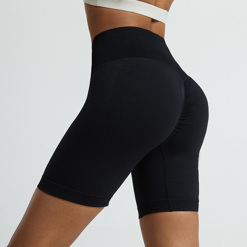 

Женские бесшовные шорты для йоги с высокой талией - персиковый цвет, утягивающий бедра, летняя одежда для фитнеса и бега M 50 kg-57.5 kg