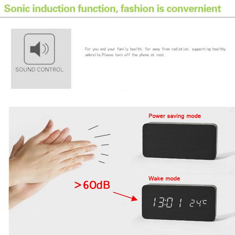 Desktop Simple Small Alarm Clock LED Clock Alarm Clock Sound Alarm Electronic Display Temperature Display Room Decoration Accessories