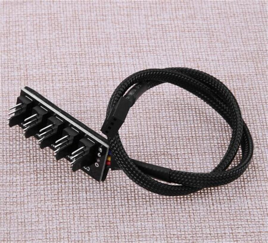 PWM Fan Hub PC 5 Way Splitter Sleeved PWM Fan Splitter Hub Adapter Cable For 12V Desktop Computer Cooler Case Fans...