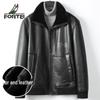 Futing Men's Shearling Lined Genuine Leather Winter Jacket