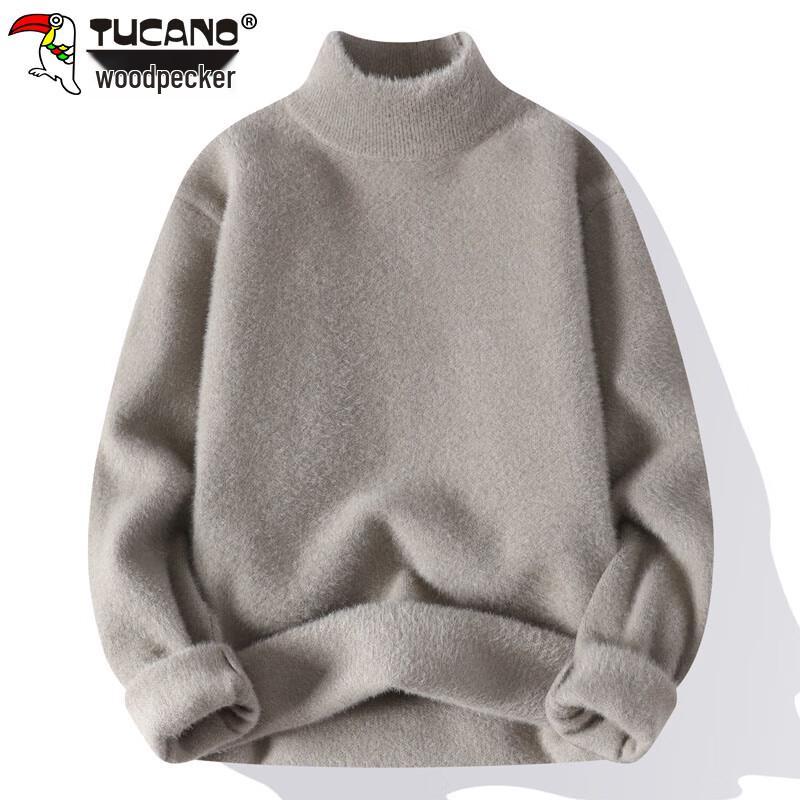 

TUCANO Men s Faux Mink Velvet Thickened Semi-High Collar Sweater XL