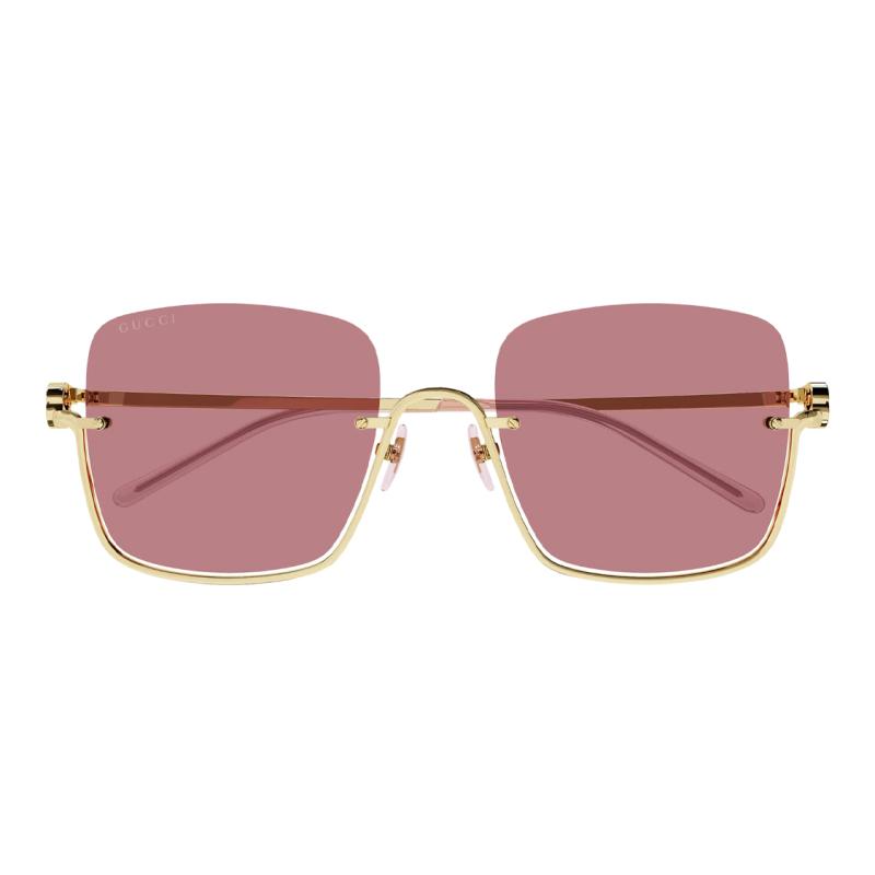 Gucci Sunglasses Metallic Women's Gold Frame Red Lenses