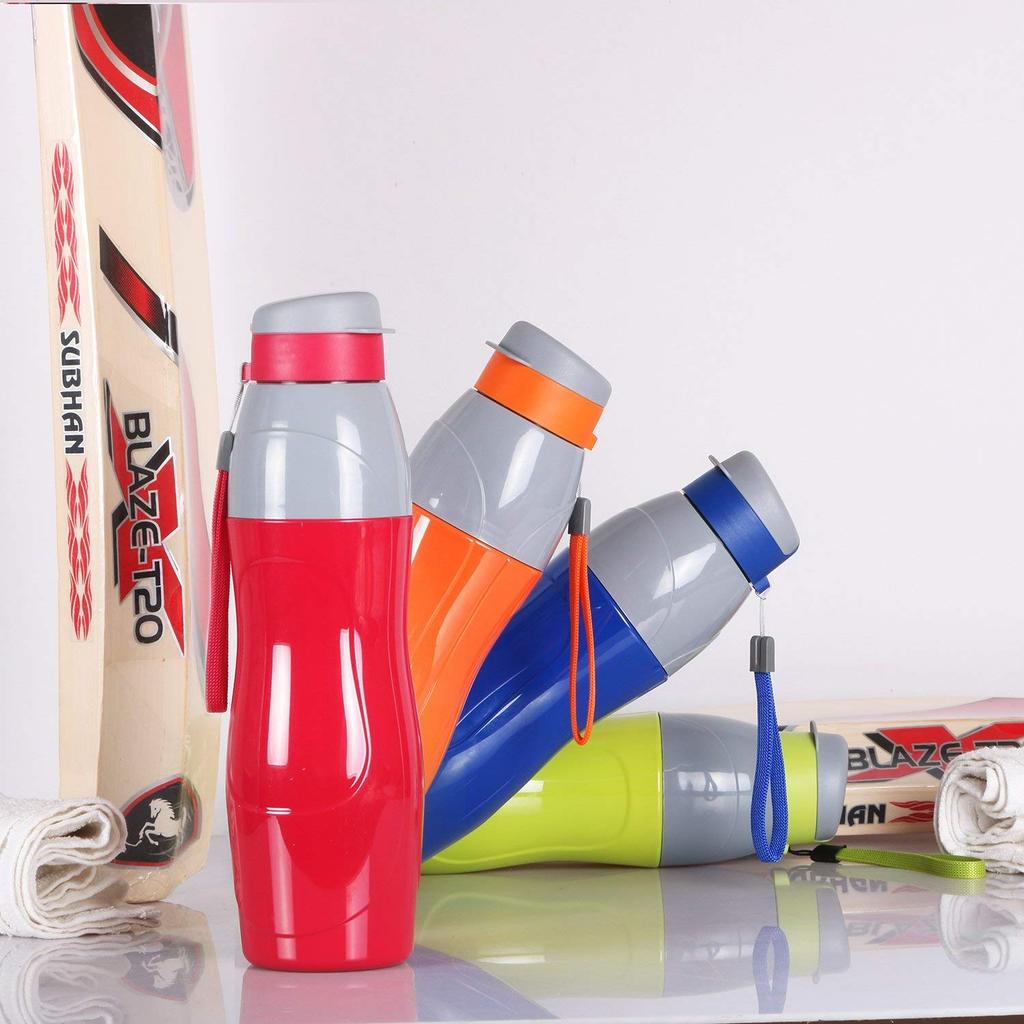 Leak Proof Plastic Sports Water Bottle For Gym Travel School Use With Strap And Flip Cap | Compact Handy Design | 720Ml Each | Set Of 2