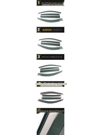 Mustang T70 Rain Deflector 3D Stainless Steel Bright Strip Shield - Car Exterior Accessory