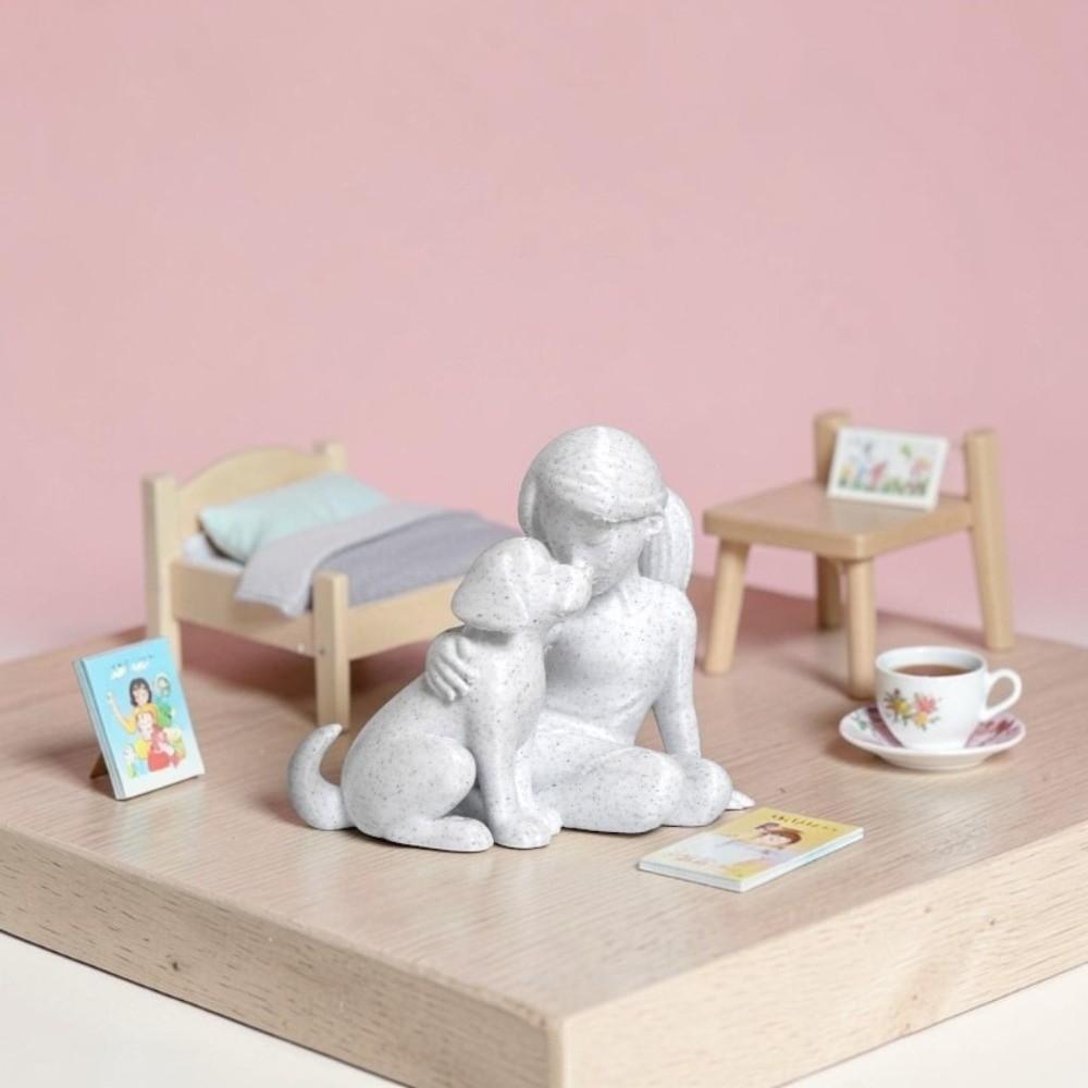Cute Desktop Dog Figurine Creative Nordic-Style Ornaments Gifts Girl And Dog Statues Desktop Use