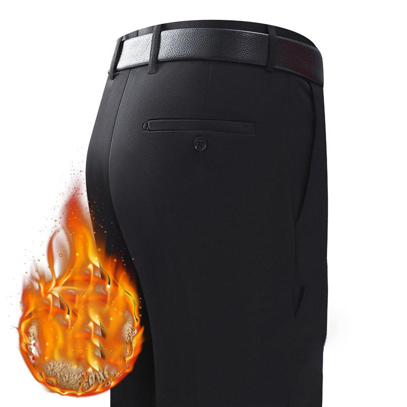 

Мужские толстые бархатные теплые брюки, шерстяные флисовые брюки, повседневные прямые брюки, гибкие ветрозащитные брюки, деловые брюки для мужчин 29 чёрный