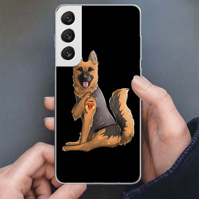 Pug I Love Mom Funny Dog Phone Case For Samsung Galaxy S25 S24 S23 Ultra S22 Plus S21 S20 FE S10 + S25Ultra S24U Soft Cover Shel