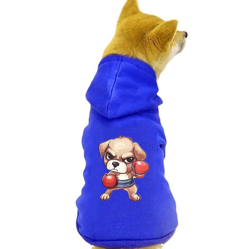 A pet sweatshirt Boxing dog print fleece dog sweatshirt cute cartoon pattern