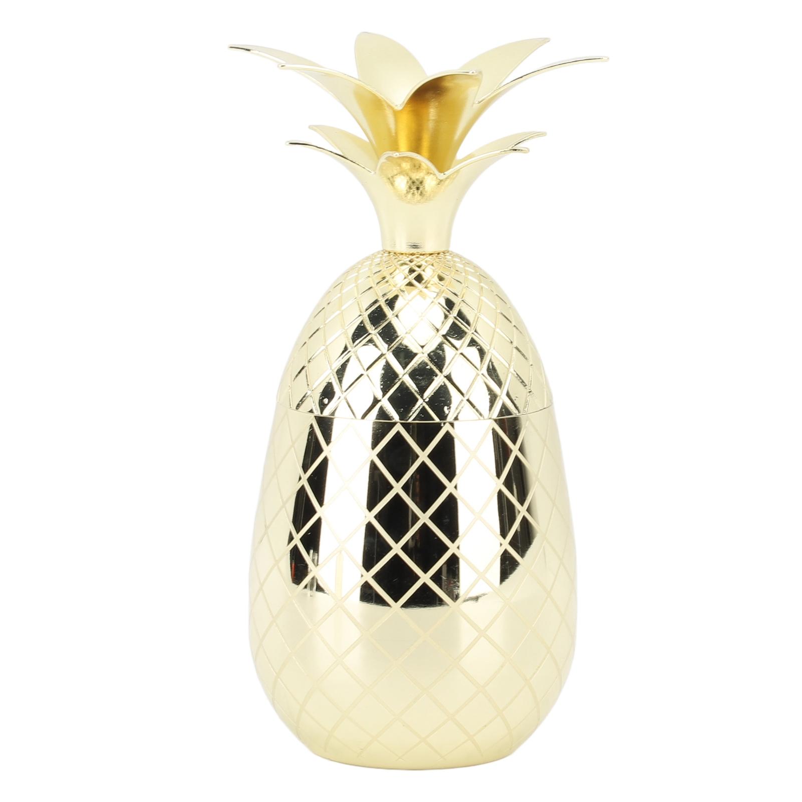 

Ананасовая чашка с крышкой 500 мл стаканы для питья из нержавеющей стали многоразовые легко моются универсальные L золотистый