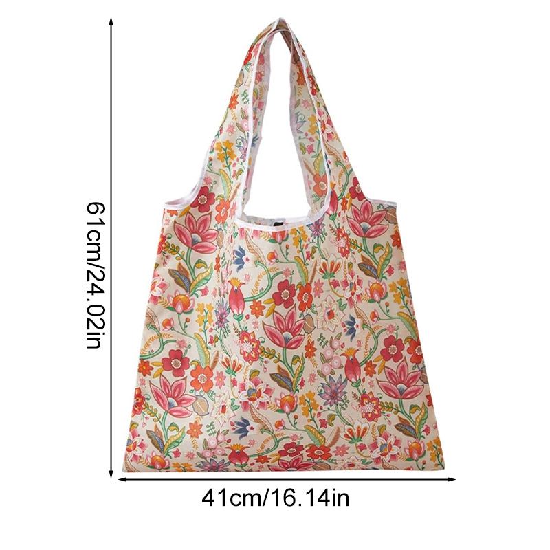 1Pc Shopping Bags Recyclable Polyester Washable Large Capacity Foldable Eco-friendly Grocery Tote Pouch Groceries