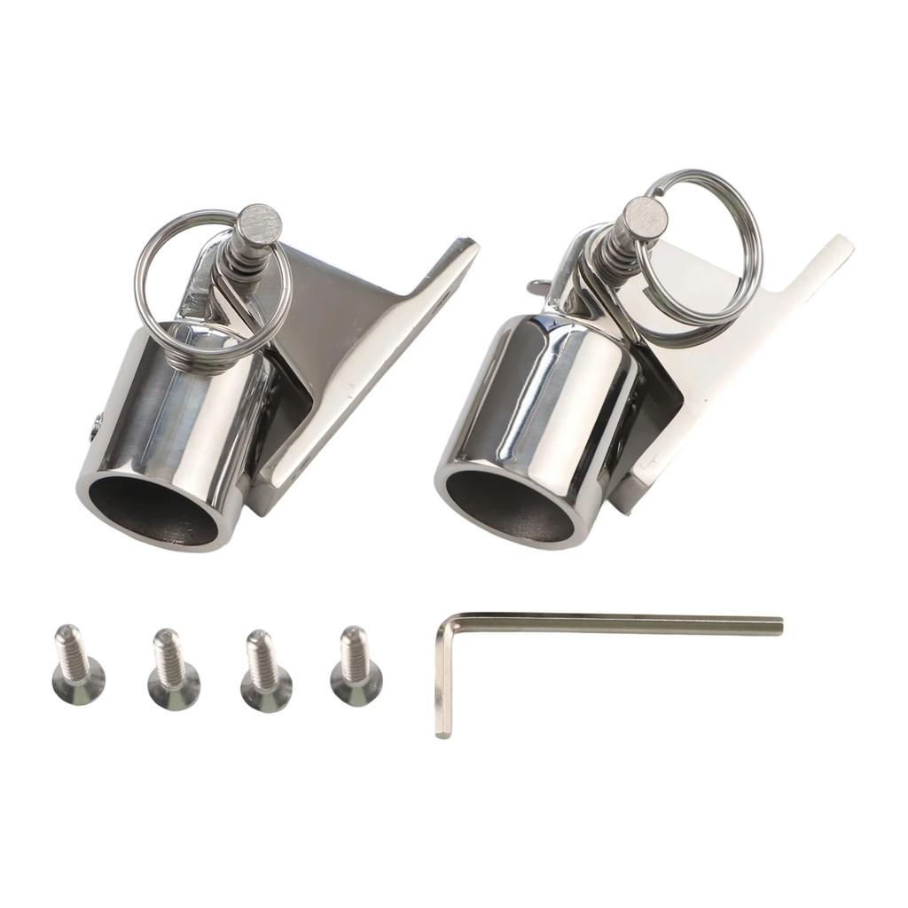 2 Pair of Deck Hinges with Quick Release Pins and Eye End Made from Marine Grade Stainless Steel for Bimini Tops