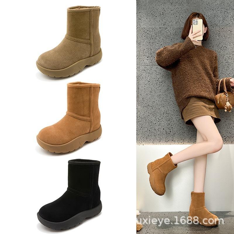 Snow boots women's winter velvet thickened waterproof sub-zero thick-soled casual short boots tide