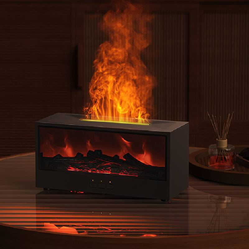 Fireplace Aroma Diffuser With 3d Flame Effect And Remote Control For Home Ambiance