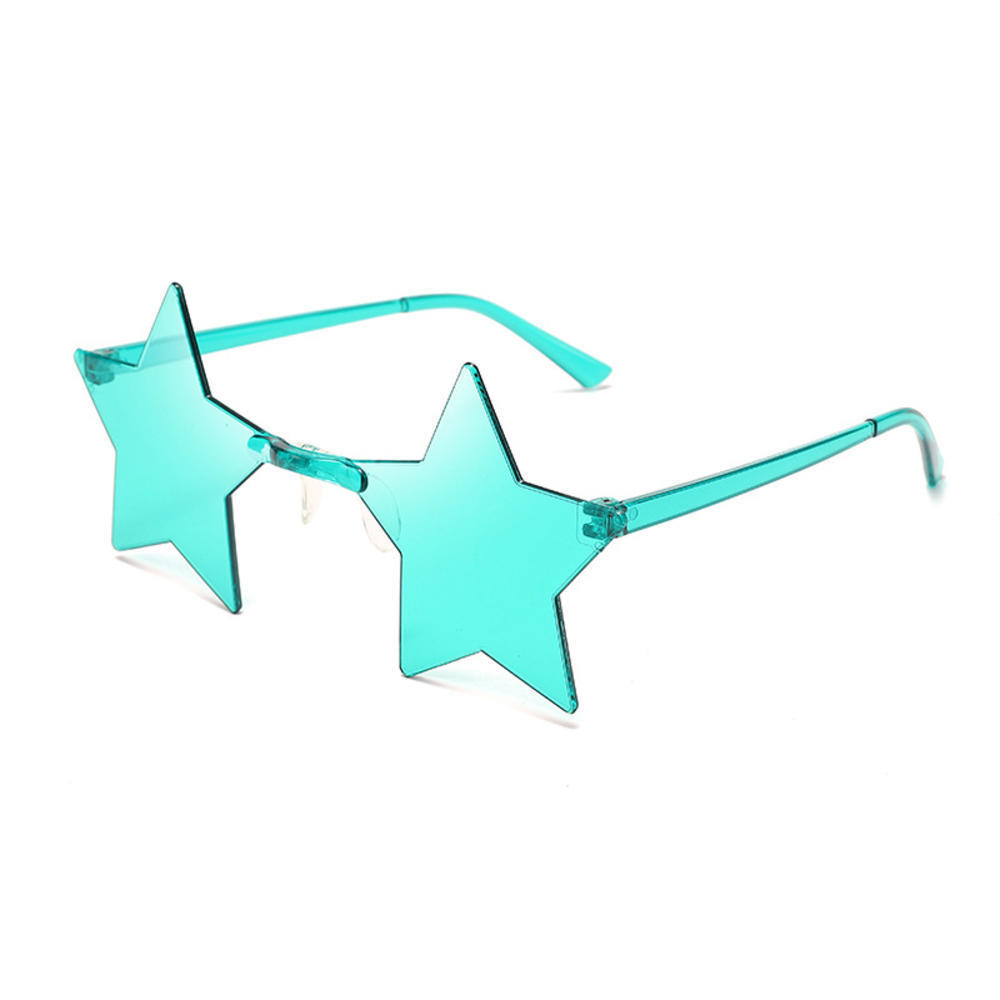 1Pc Frameless Star Shaped Solid Color Glasses For Cosplay Eyewear Cool Disco Glasses For Women Men Fashion Pentagram Sunglasses
