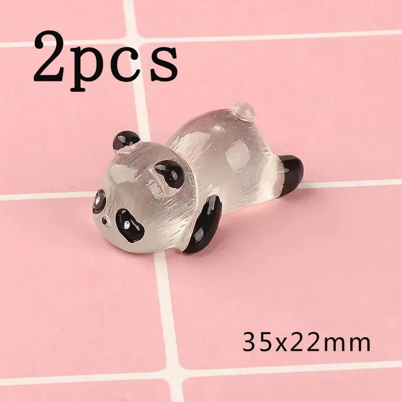 1-10pcs Glowing Panda Mini Figurines Miniature Panda Micro Landscape Ornament Glowing In Dark Miniature Flower Potted Decor